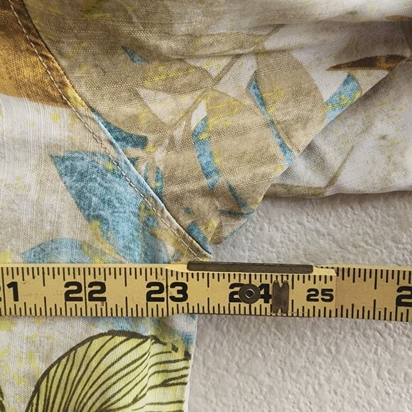 Tommy Bahama Shirt Mens Large Silk Brown Blue Yellow Floral Hawaiian Button Up - Picture 10 of 10